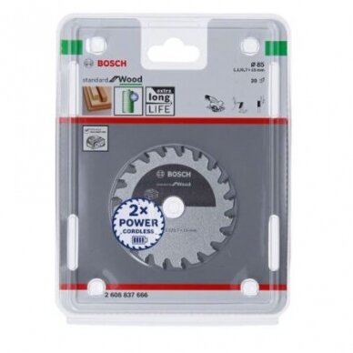 Pjovimo diskas Bosch Standard for Wood, 85x15x1.1/0.7x20T, 2608837666 1