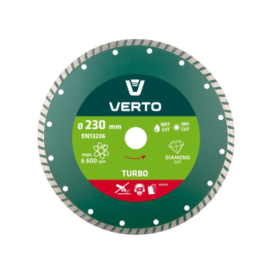 Pjovimo diskas, deimantinis, Turbo, 230mm.