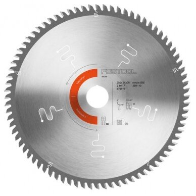 Pjovimo diskas LAMINATE/HPL Festool HW 254x2,4x30 TF80 L (575977) Pjovimo diskas LAMINATE/HPL Festool HW 254x2,4x30 TF80 L (575977)