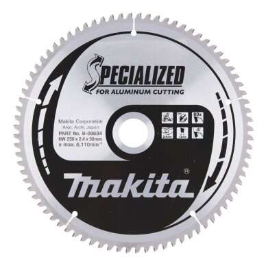 Pjovimo diskas aliuminiui Makita B-09634, 250x2,4x30mm; Z80 1 Pjovimo diskas aliuminiui Makita B-09634, 250x2,4x30mm; Z80 1