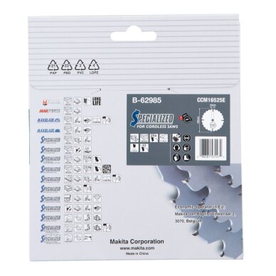 Pjovimo diskas Makita B-62985, 165X1.4X20mm, 23°, T25, 1 vnt. 2 Pjovimo diskas Makita B-62985, 165X1.4X20mm, 23°, T25, 1 vnt. 2