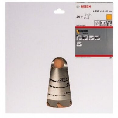 Pjovimo diskas medienai Bosch CONSTRUCT WOOD, 250x30x3,2mm, Z20, 2608641774 1 Pjovimo diskas medienai Bosch CONSTRUCT WOOD, 250x30x3,2mm, Z20, 2608641774 1