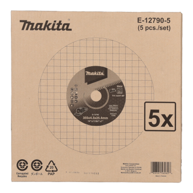 Pjovimo diskas metalui Makita E-12790-5, 355X4,3X25,4mm, 5 vnt. 1 Pjovimo diskas metalui Makita E-12790-5, 355X4,3X25,4mm, 5 vnt. 1