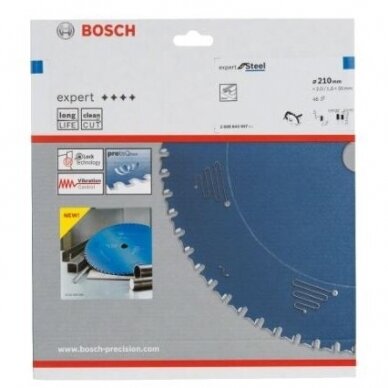 Pjovimo diskas metalui Bosch Expert for steel, 210x2x30,0mm, Z48, 2608643057 1