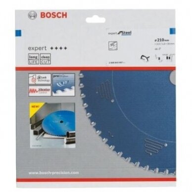 Pjovimo diskas metalui Bosch Expert for steel, 210x2x30,0mm, Z48, 2608643057 1 Pjovimo diskas metalui Bosch Expert for steel, 210x2x30,0mm, Z48, 2608643057 1