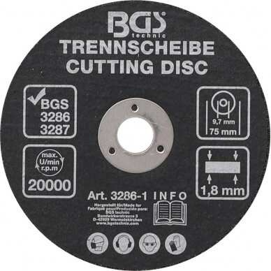 Pjovimo diskas pneumatiniam diskiniam pjovikliui | Ø 75 x 1,8 x 9,7 mm (3286-1)