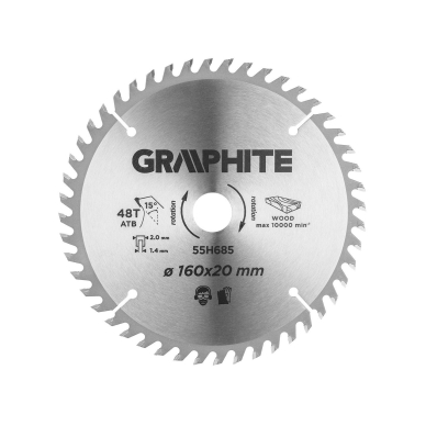 Pjovimo diskas su HM antgaliais 160 x 20 mm, 48 dantukai