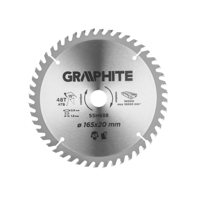 Pjovimo diskas su HM antgaliais 165 x 20 mm, 48 dantukai
