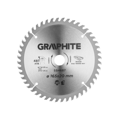 Pjovimo diskas su HM antgaliais 165 x 20 mm, 48 dantukai