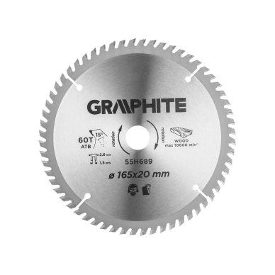 Pjovimo diskas su HM antgaliais 165 x 20 mm, 60 dantukai