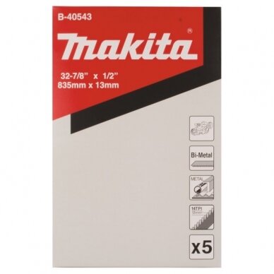 Pjovimo juosta Makita B-40543, 13x835MM, 5vnt.14TPI, METALL 4-6mm (DPB181z, DPB180z, DPB182z) 1