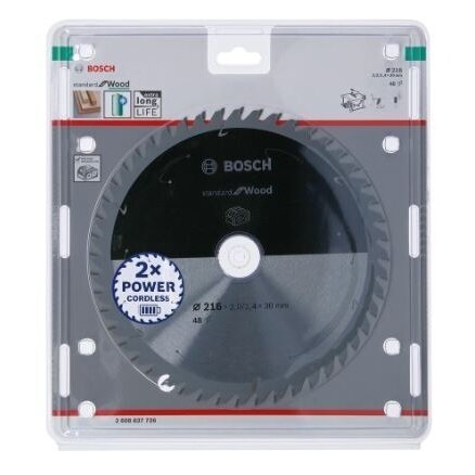 Pjovimo diskas Bosch Standard for Wood, 216x30x1.7/1.2x48T, 2608837726 1 Pjovimo diskas Bosch Standard for Wood, 216x30x1.7/1.2x48T, 2608837726 1