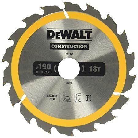 Pjovimo diskas medienai DeWalt DT1944-QZ Construction, 190x30 mm, Z24 Pjovimo diskas medienai DeWalt DT1944-QZ Construction, 190x30 mm, Z24