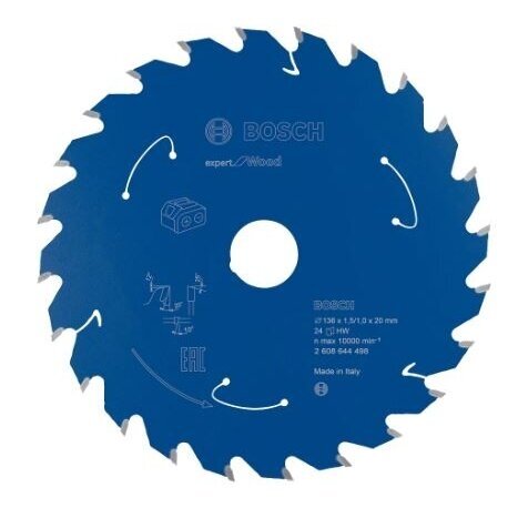 Pjovimo diskas Bosch Expert for Wood, 136x20x1.5/1x24T, 2608644498 Pjovimo diskas Bosch Expert for Wood, 136x20x1.5/1x24T, 2608644498