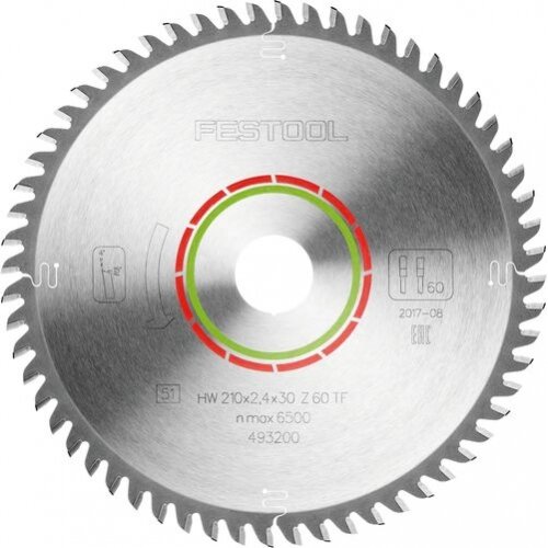 Pjovimo diskas LAMINATE/HPL Festool HW 210x2,4x30 TF60 (493200) 1