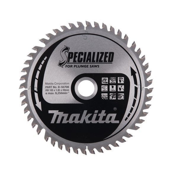 Pjovimo diskas 165x20x2,2mm 48T 8° Makita B-56708, SP6000 2