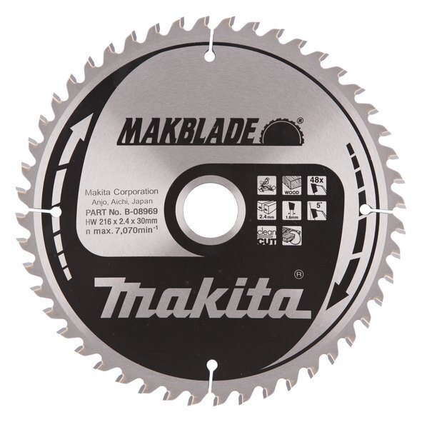 Pjovimo diskas 216x30x2,4mm 48T 5° LS0800DW Makita B-08969 1 Pjovimo diskas 216x30x2,4mm 48T 5° LS0800DW Makita B-08969 1