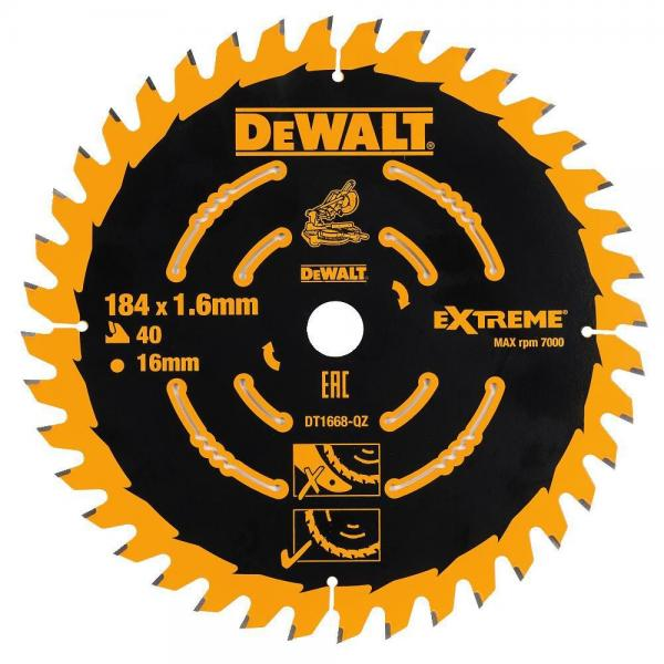 Pjovimo diskas Dewalt DT1668-QZ, 184 x 16 mm x 40T Pjovimo diskas Dewalt DT1668-QZ, 184 x 16 mm x 40T