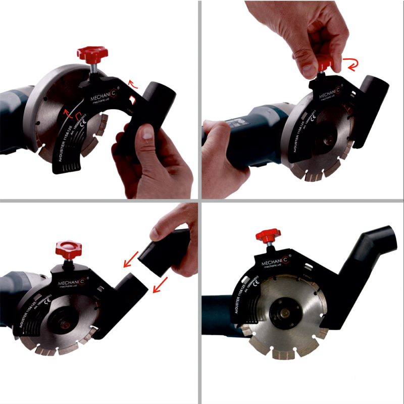 Pjovimo dulkių nusiurbimo priedas 125mm kampiniui Pjovimo dulkių nusiurbimo priedas 125mm kampiniui