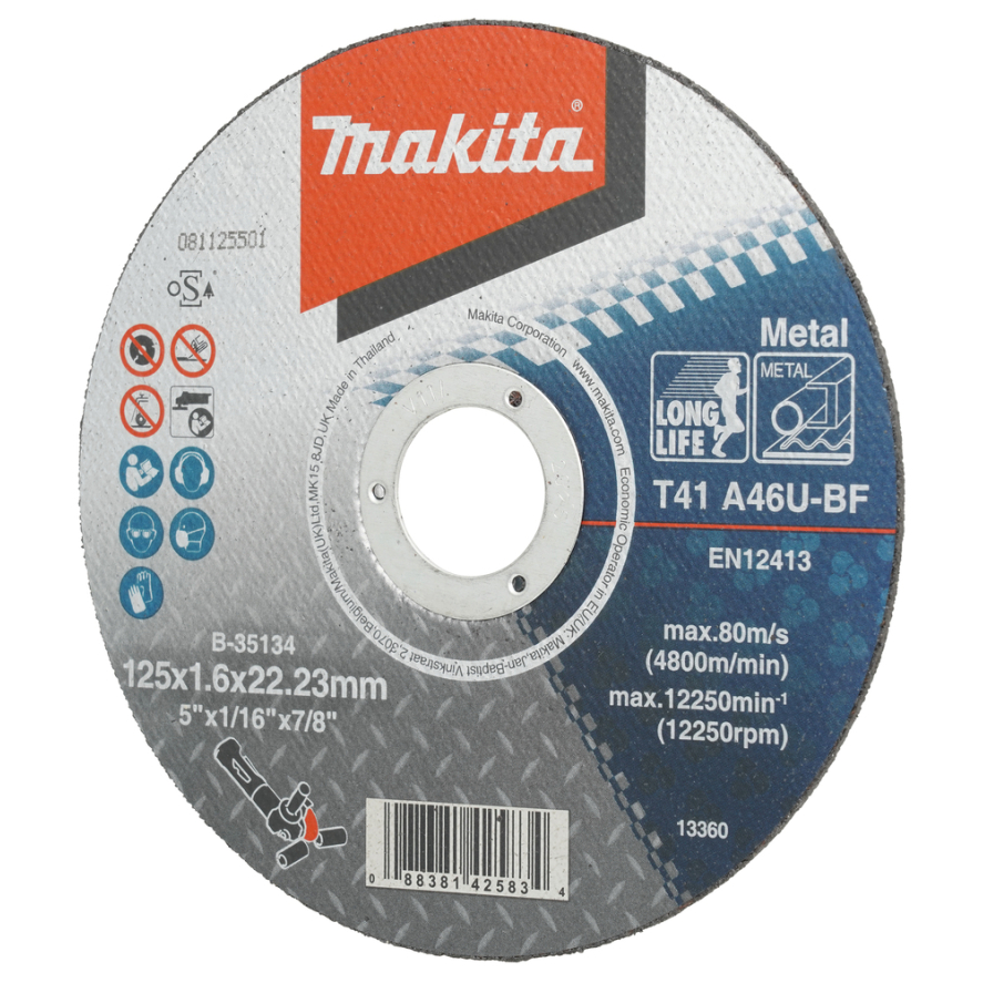 Pjovimo diskas metalui Makita B-35134, 125 X 1,6 MM 1 Pjovimo diskas metalui Makita B-35134, 125 X 1,6 MM 1