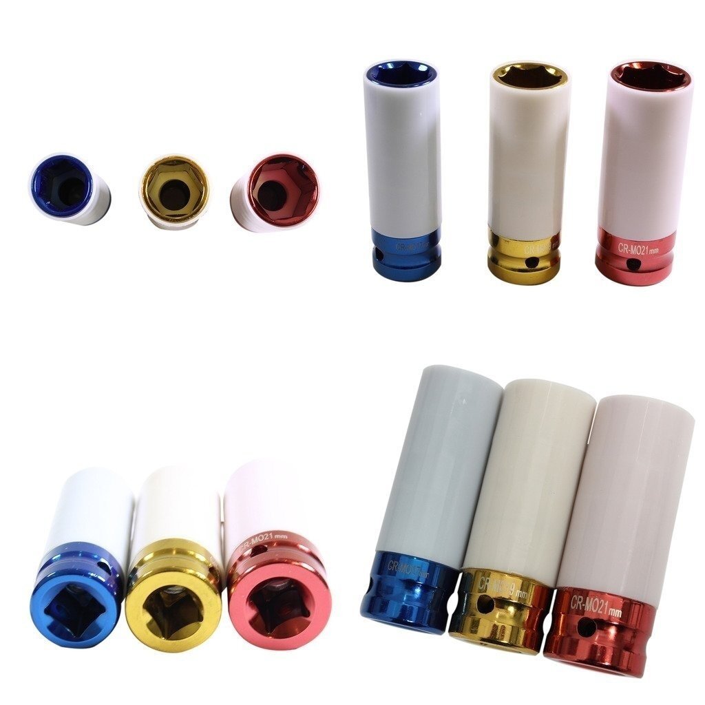 Plonasienių smūginių galvučių rinkinys su apsaugom ESSEN TOOLS 12,5 mm (1/2") 17/19/21 mm 3