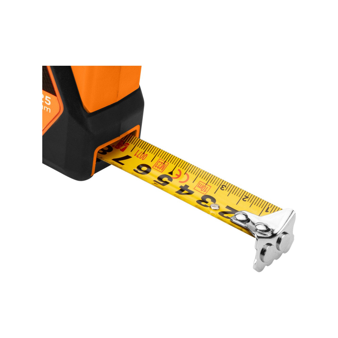 Plieninė juosta 5 m x 25 mm, automatinis užraktas, stabdymo mygtukas, magnetas 6