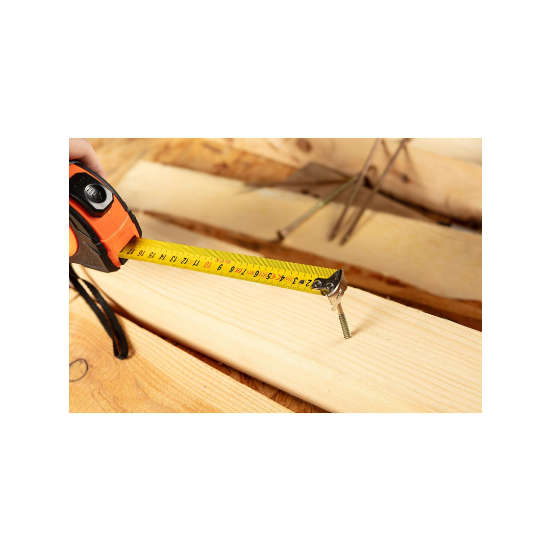 Plieninė ruletė 10 m x 25 mm, automatinis užraktas, du stabdymo mygtukai 3