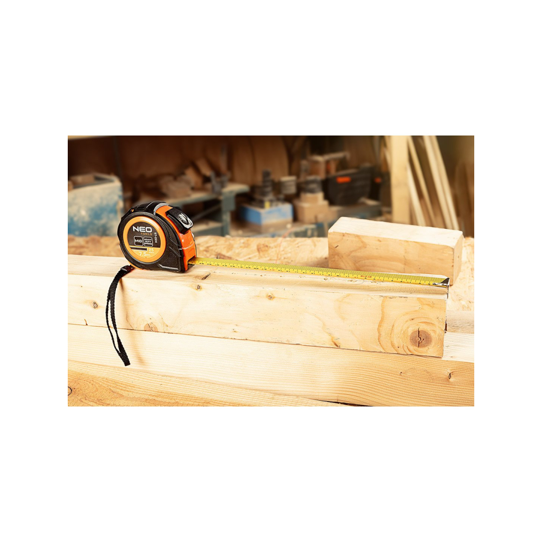 Plieninė ruletė 10 m x 25 mm, automatinis užraktas, du stabdymo mygtukai 4