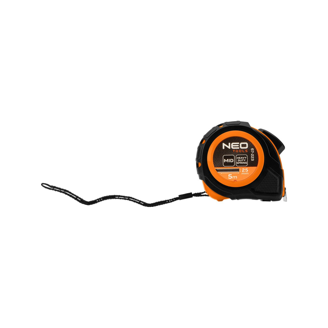 Plieninė ruletė 5 m x 25 mm, automatinis užraktas, du stabdymo mygtukai 5 Plieninė ruletė 5 m x 25 mm, automatinis užraktas, du stabdymo mygtukai 5