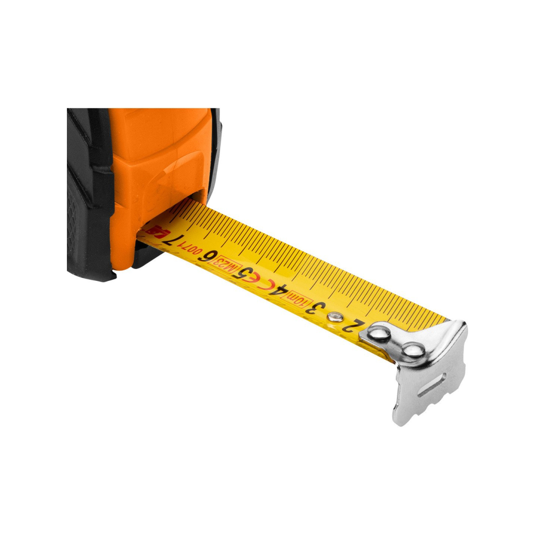 Plieninė ruletė 7,5 m x 25 mm, automatinis užraktas, du stabdymo mygtukai 7 Plieninė ruletė 7,5 m x 25 mm, automatinis užraktas, du stabdymo mygtukai 7