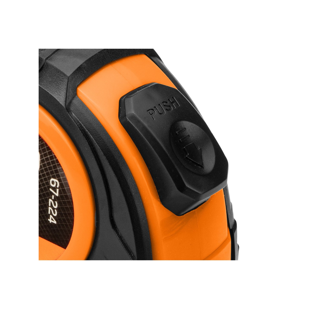 Plieninė ruletė 7,5 m x 25 mm, automatinis užraktas, du stabdymo mygtukai 8