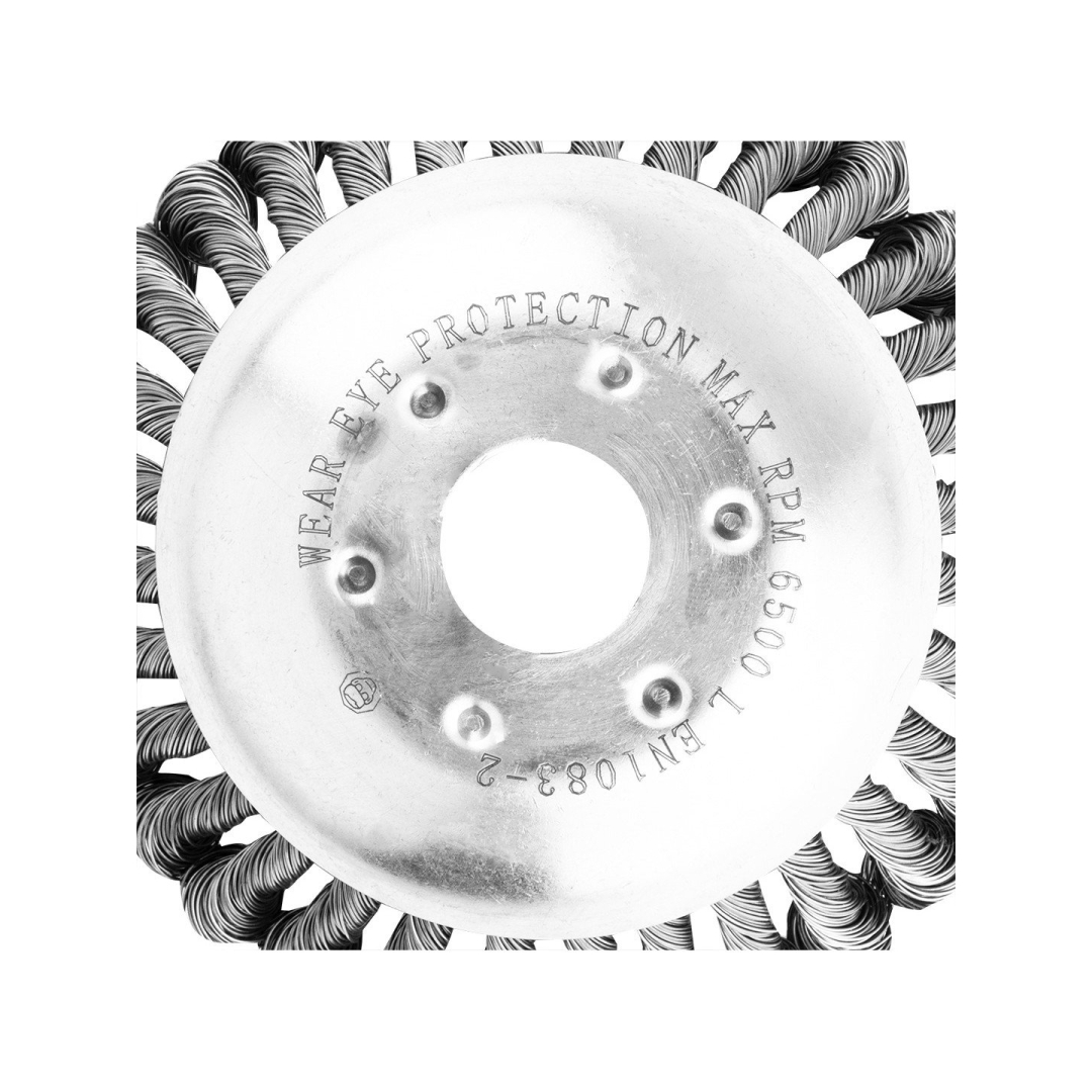 Plieninis vielinis šepetys dujiniam pjaustytuvui 150 x 25,4 mm, kietas 4 Plieninis vielinis šepetys dujiniam pjaustytuvui 150 x 25,4 mm, kietas 4