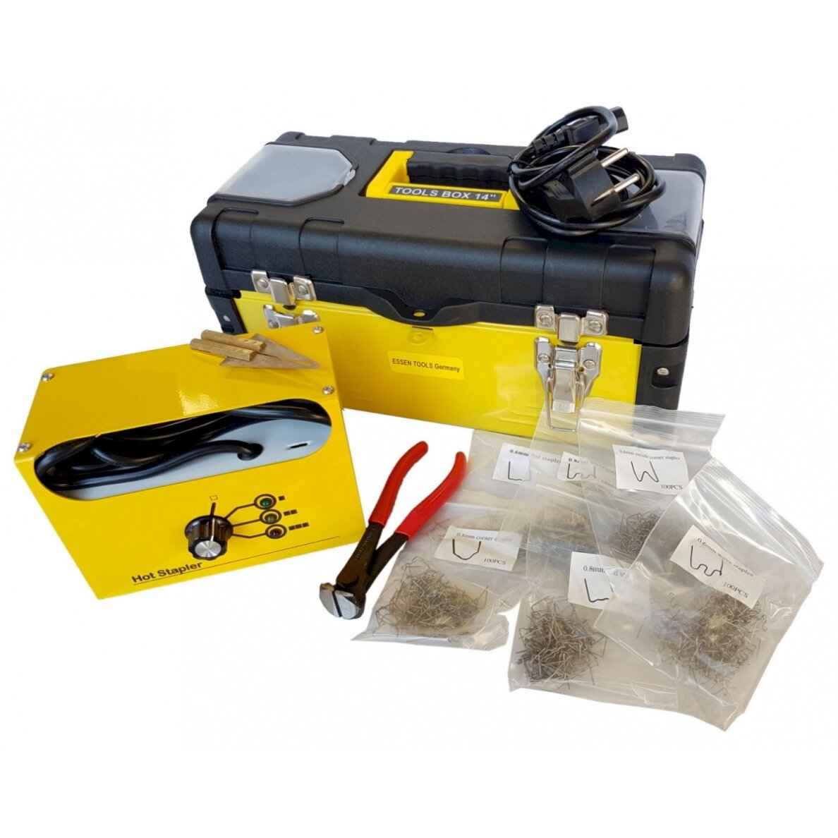 Plastiko remonto sistema / prietaisas | + 600 vnt kniedžių (HS08A) Plastiko remonto sistema / prietaisas | + 600 vnt kniedžių (HS08A)