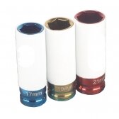 Plonasienių smūginių galvučių rinkinys su apsaugom ESSEN TOOLS 12,5 mm (1/2") 17/19/21 mm