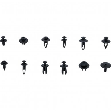 Plastikinių įspaudimo tipo kniedžių asortimentas automobiliams Mazda, Honda, Ford, Nissan ir VW | 240 vnt. (9057) 1