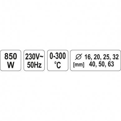 Plastikinių vamzdžių (PVC) suvirinimo aparatas 0-300C, Led ekranas Yato YT-82250 4