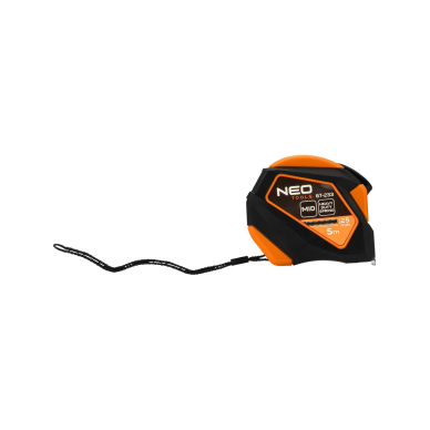 Plieninė juosta 5 m x 25 mm, automatinis užraktas, stabdymo mygtukas, magnetas 5