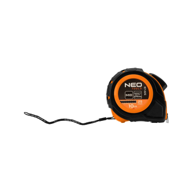 Plieninė ruletė 10 m x 25 mm, automatinis užraktas, du stabdymo mygtukai 5