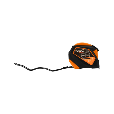 Plieninė ruletė  3 m x 16 mm, automatinis užraktas, stabdymo mygtukas, magnetas 5