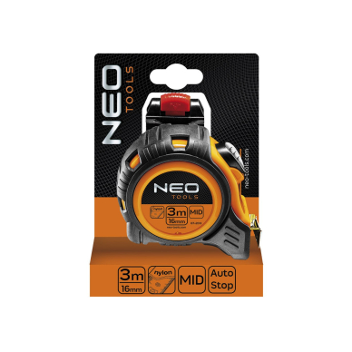 Plieninė ruletė 3 m x 16 mm, autostop 1 Plieninė ruletė 3 m x 16 mm, autostop 1