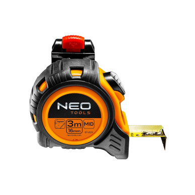 Plieninė ruletė 3 m x 16 mm, autostop Plieninė ruletė 3 m x 16 mm, autostop