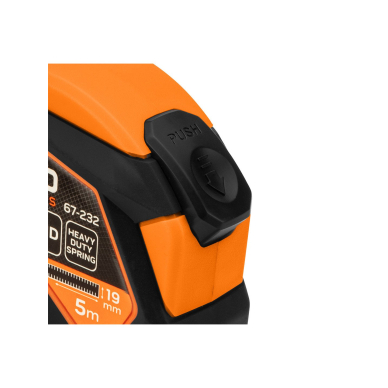 Plieninė ruletė 5 m x 19 mm, automatinis užraktas, stabdymo mygtukas, magnetas 7 Plieninė ruletė 5 m x 19 mm, automatinis užraktas, stabdymo mygtukas, magnetas 7