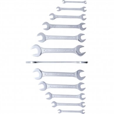 Plokščių raktų rinkinys atvirais galais | 6x7 - 30x32 mm | 12 vnt. (1184) 1