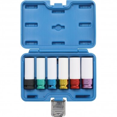 Plonasienių smūginių galvučių rinkinys su apsaugom Bgs-technic 1/2", 6 vnt. Plonasienių smūginių galvučių rinkinys su apsaugom Bgs-technic 1/2", 6 vnt.