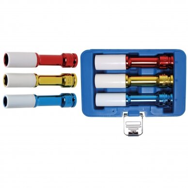 Plonasienių smūginių galvučių rinkinys su apsaugom Bgs-technic 1/2", 17/19/21mm, 3 vnt. 6 Plonasienių smūginių galvučių rinkinys su apsaugom Bgs-technic 1/2", 17/19/21mm, 3 vnt. 6