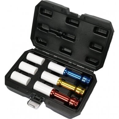 Plonasienių smūginių galvučių rinkinys su apsaugom Yato YT-10563, 1/2", 17/19/21mm Plonasienių smūginių galvučių rinkinys su apsaugom Yato YT-10563, 1/2", 17/19/21mm