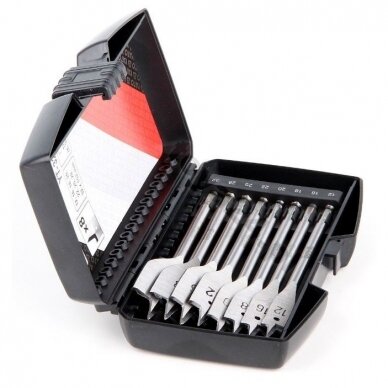 Plunksninių grąžtų rinkinys | 1/4" antgalis | 12-32 mm | 8 vnt (YT-3259) 2 Plunksninių grąžtų rinkinys | 1/4" antgalis | 12-32 mm | 8 vnt (YT-3259) 2