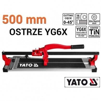 Plytelių pjaustymo staklės Yato 500mm, YT-3706 1 Plytelių pjaustymo staklės Yato 500mm, YT-3706 1