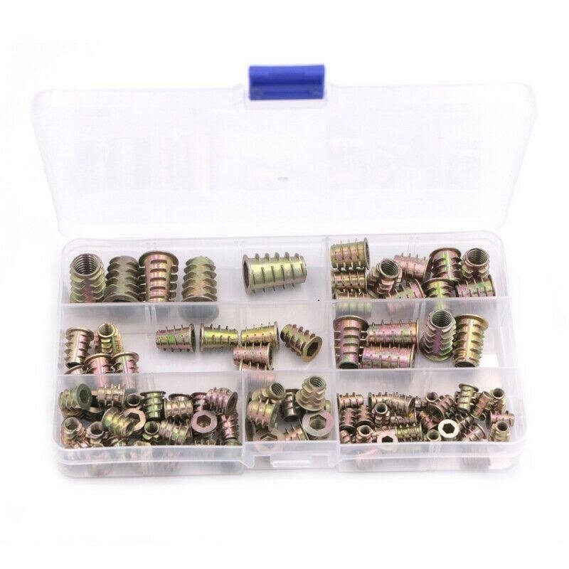 Plieniniai srieginiai įdėklai medinei furnitūrai | 100 vnt. (TS100K) Plieniniai srieginiai įdėklai medinei furnitūrai | 100 vnt. (TS100K)