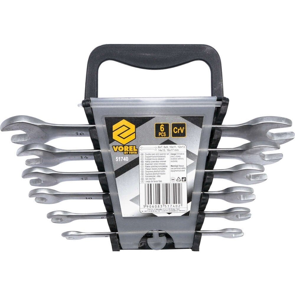 Plokščių raktų rinkinys atviru galu | 6 - 17 mm | 6 vnt. (51740) Plokščių raktų rinkinys atviru galu | 6 - 17 mm | 6 vnt. (51740)